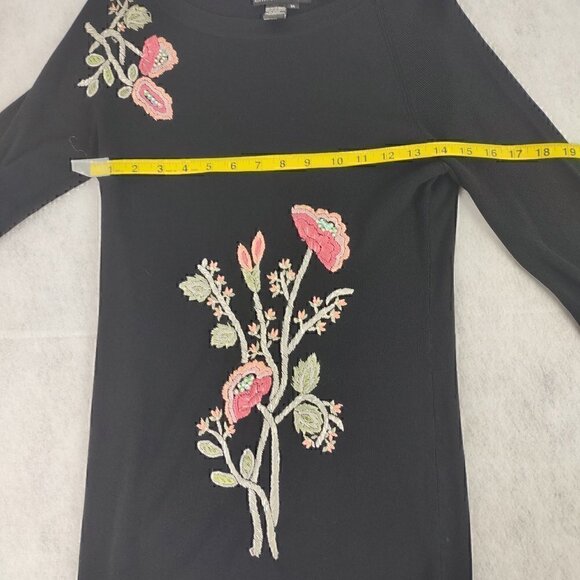 Ziani Couture Rayon, Nylon Black Top With Flora Embroidery. Size Medium - Picture 6 of 11